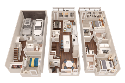Floor plan for 3 beds, 3.5 baths, 2037 sqft